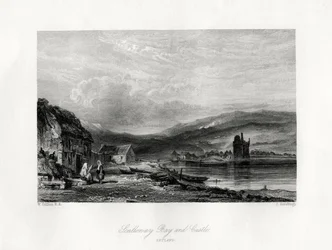 Scalloway Bay und Schloss, Zetland, 19. Jahrhundert