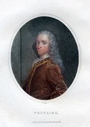 Francois Marie Arouet Voltaire, französischer Schriftsteller und Satiriker des 18. Jahrhunderts, 1828