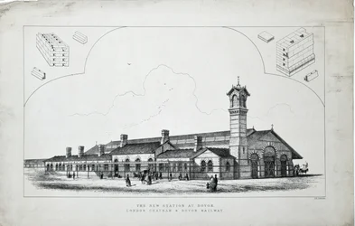 Neue Station in Dovor. London, Chatham und Dovor Railway. 1860