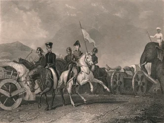 Niederlage und Tod von Dhoondiah bei Conaghull, 1800, frühes-mittleres 19. Jahrhundert