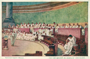 Cicero greift Catilina im Senat des antiken Rom an