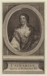 Catherine, Königin von König Karl II. (Gravur)
