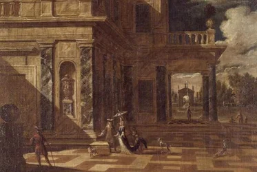 Architektonische Capricci mit eleganten Figuren