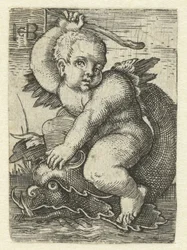 Putto auf einem Delfin