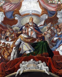 Kaiserkrönung Karls des Großen (742-814) im Jahr 800 durch Papst Leo III.
