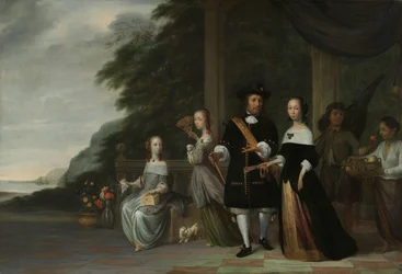 Pieter Cnoll, Cornelia van Nijenrode, ihre Töchter und zwei versklavte Diener