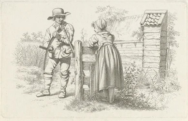 Mäher im Gespräch mit einem Mädchen