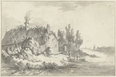 Verfallenes Bauernhaus an einem Fluss