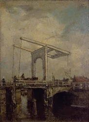 Eine Zugbrücke in einer niederländischen Stadt, 1875