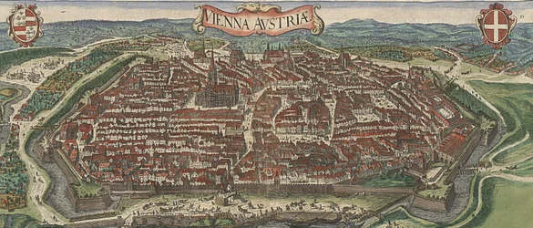 Vogelperspektive von Wien von Norden, 1609