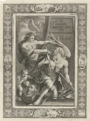 Verbildlichung zähmt Vater Zeit (Titelblatt für: J.C. Weyerman. De levens-beschryvingen der Nederlandsche konst-schilders en konst-schilderessen, 1729)