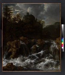 Landschaft mit Wasserfall, vor 1682