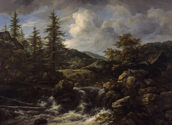 Waldlandschaft mit Wasserfall, ca. 1665-1670