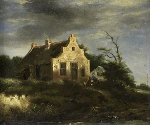 Bauernhof in einer bewaldeten Dünenlandschaft