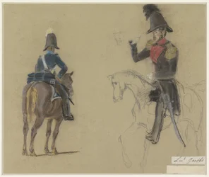 Porträt von Leutnant Jacobs, zu Pferd