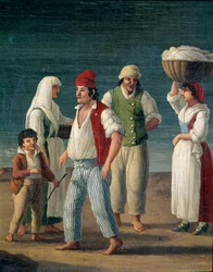 Fischer und Bäuerinnen aus Barletta, Italien - Detail, 18. Jahrhundert - Museo Nazionale di San Martino, Neapel