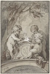 Allegorie mit drei Putti bei einem Altar