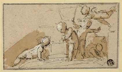 Fünf Putti beim Spielen