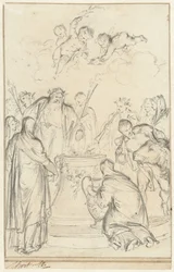 Heidnische Priester opfern auf einem Altar