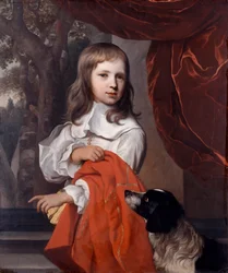 Porträt eines jungen Jungen mit einem Hund, 1658