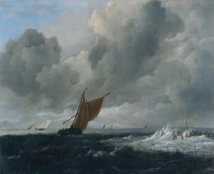 Stürmische See mit Segelschiffen
