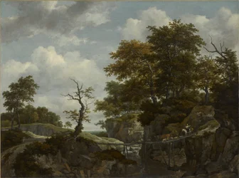 Landschaft mit Brücke, Vieh und Figuren