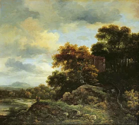 Landschaft mit bewaldetem Hügel