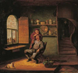 Eine Operation, bei der Bauern zusehen, wie ein Arzt einen Stein aus dem Kopf seines Patienten entfernt