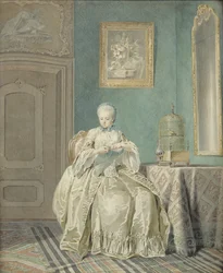 Junges Mädchen beim Sticken