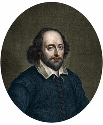 Porträt von William Shakespeare (1564-1616), englischer Schriftsteller. Gravur von Jacobus Houbraken 1747