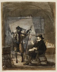 Dr. Nicholas Tulp im Studio von Rembrandt (recto); Szene aus Rembrandts Leben (?) (verso)