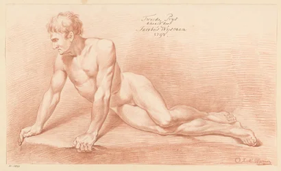 Sitzender männlicher Akt, von vorne gesehen (2. Preis 1798)