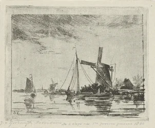 Flussansicht mit Mühle