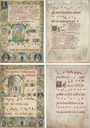 Paar von Gradualen: Initiale (M) mit St. Andreas (recto) und Messe für die Toten (recto)