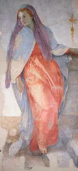 Die Verkündigung von Giacomo Carucci, bekannt als Pontormo (1494-1557), Fresko (Detail), Capponi-Kapelle, Kirche Santa Felicita, Florenz