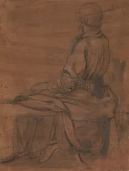 Sitzender Mann von hinten gesehen