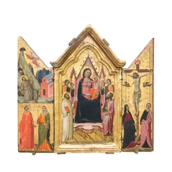 Madonna und Kind auf dem Thron mit Heiligen und Engeln, ca. 1320-1325