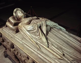 Liegefigur der Ilaria del Carretto (1379-1405), Ehefrau des italienischen Politikers Paolo Guinigi (1376-1432) (Grabmonument der Ilaria del Carretto, Ehefrau von Paolo Guinigi), 1406-1407, Lucca (Lucca), Kathedrale San