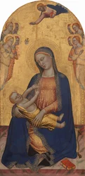 Madonna und Kind mit Gott dem Vater, der segnet, und Engeln