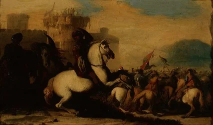 Ein Kavalleriegefecht vor einer Festung