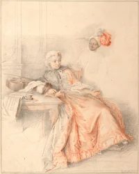 Junge Dame beim Lesen und ein Page