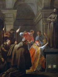 Papst Nikolaus V. im Grab von Franz von Assisi