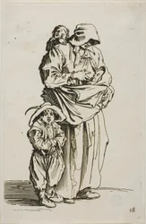 Eine Mutter mit ihren drei Kindern, Tafel 18 aus Die Bettler