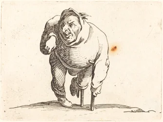 Krüppel mit Krücke und Holzbein