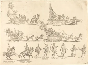 Festwagen und Teilnehmer