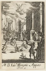 Martyrium des Heiligen Johannes, der Jüngere, Tafel sieben aus Die Martyrien der Apostel