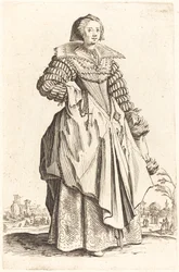 Edle Frau mit großem Kragen