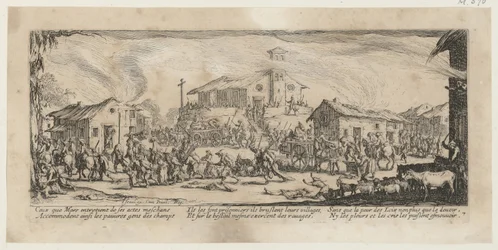 Plünderung und Niederbrennung eines Dorfes, Blatt 7 der Folge „Grauen des Krieges“