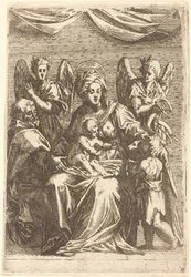 Die Heilige Familie mit zwei Engeln