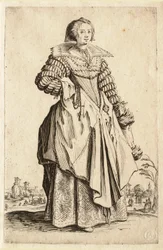 Die Dame mit der großen Halskrause und der nach hinten fallenden Haube